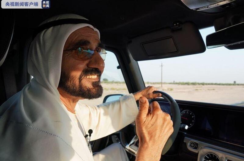 Sheikh Mohammed bin Rashid, Vice President and Ruler of Dubai, drives a China Central Television (CCTV)  crew around Dubai as he urges visitors to see Expo 2020 for themselves. Courtesy: Dubai Media Office