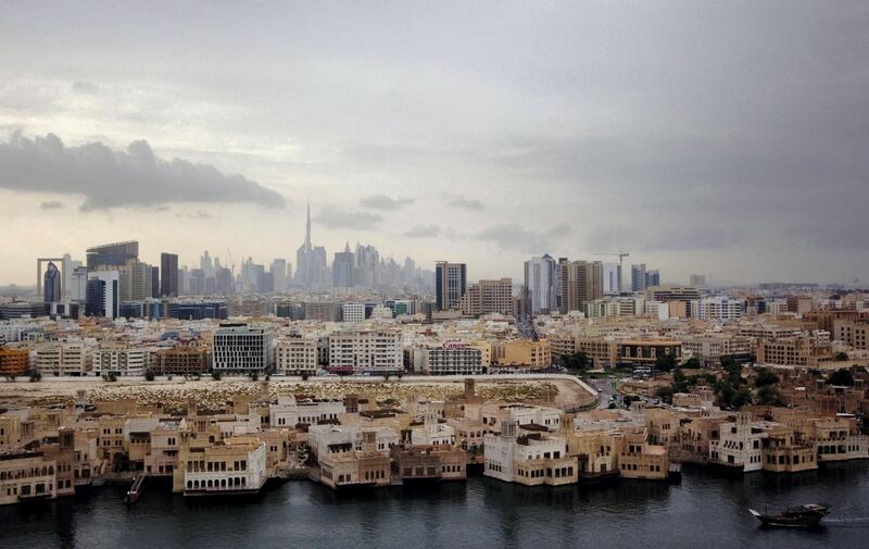 A stormy Dubai skyline on Wednesday morning. Charlotte Mayhew / The National