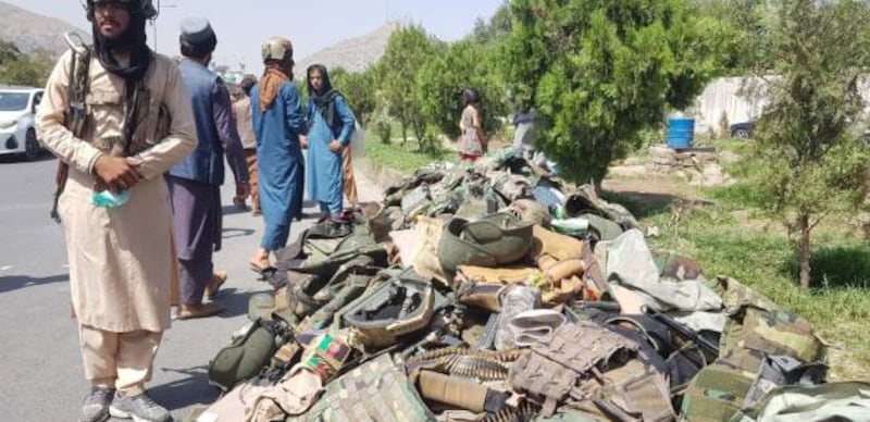 Talibs patrol the streets of Kabul as the militants take control of Afghanistan.  after President Ashraf Ghani fled the country.