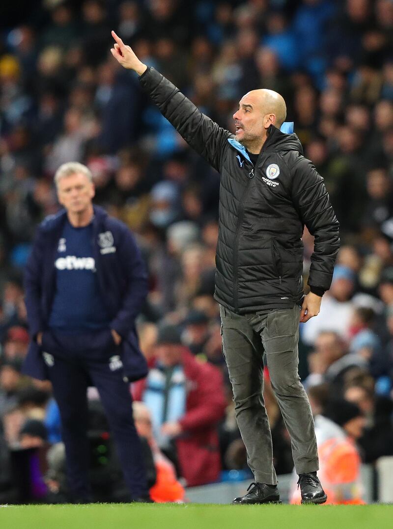 Pep Guardiola during the game. Getty