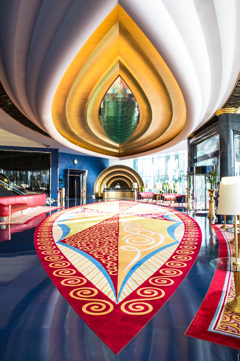 The lobby at Burj al Arab. Photo: Jumeirah Hotels & Resorts