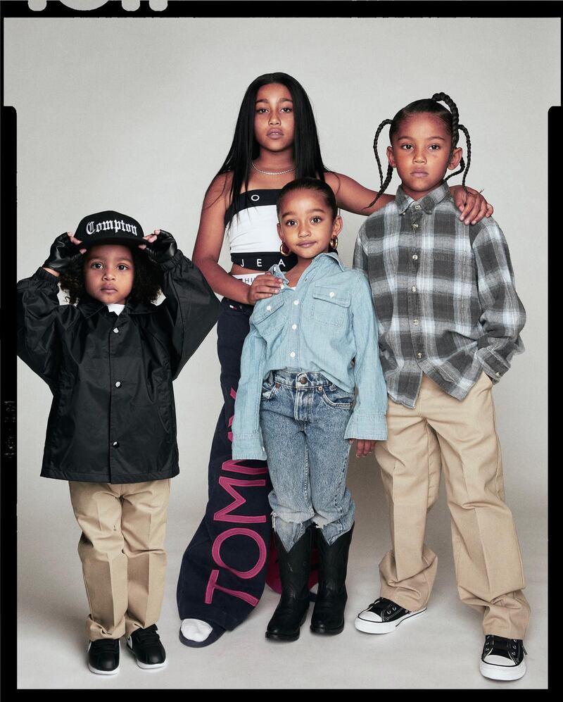 North, Saint, Chicago and Psalm West as Aaliyah, Snoop Dogg, Sade and Eazy-E. Photo: @kimkardashian / Instagram