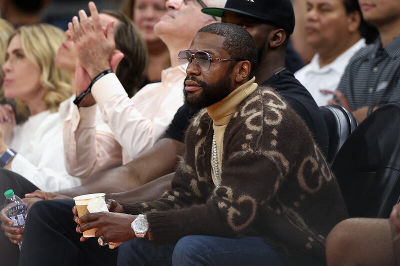 Floyd Mayweather attends game two of the NBA Western Conference play-offs at Footprint Centre in Phoenix, Arizona. AFP