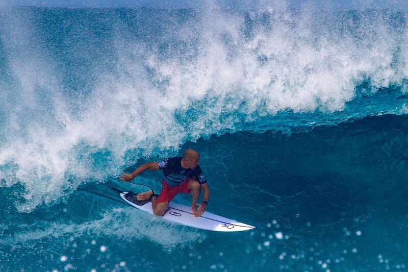 US pro surfer Kelly Slater surfs during the Billabong Pipeline Masters on the north shore of Oahu in Hawaii. AFP