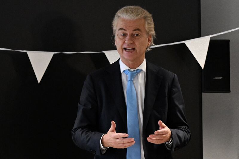 Geert Wilders led the Freedom Party to victory in the Dutch election but faces difficult talks to form a coalition. AFP