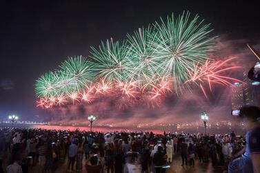 Fireworks at Abu Dhabi Corniche. Leslie Pableo for The National