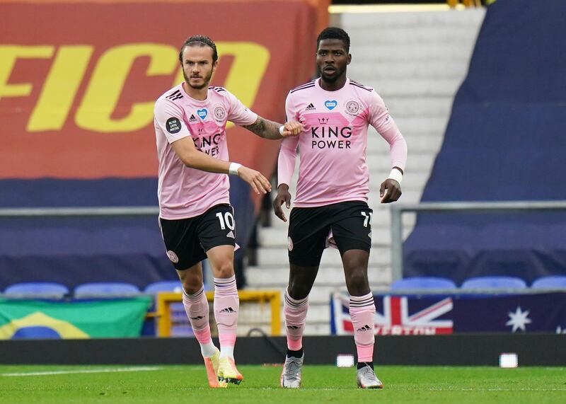 Leicester City's Kelechi Iheanacho celebrates after scoring. Reuters