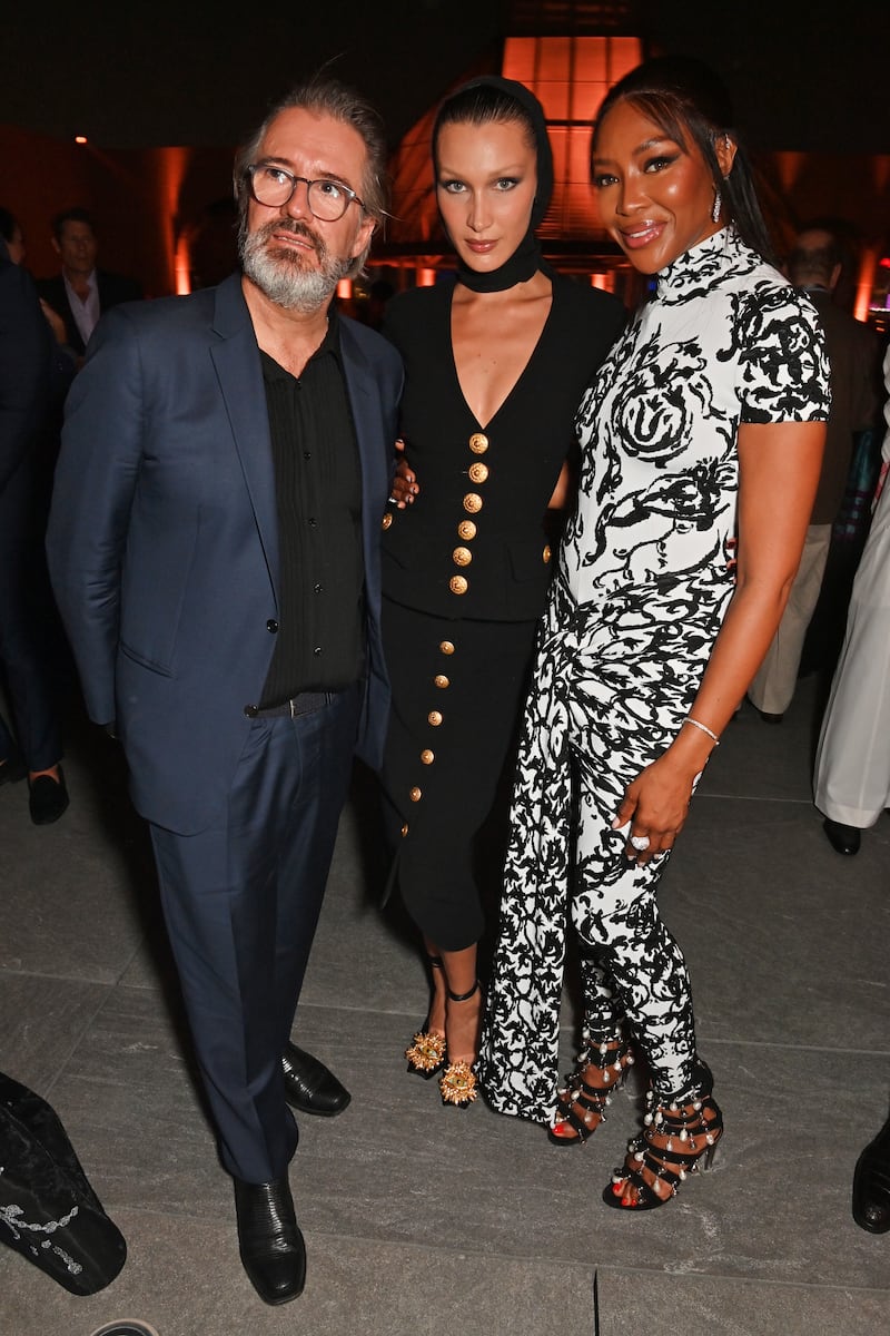 Artist Olafur Eliasson, Bella Hadid and Naomi Campbell attend a VIP dinner celebrating the opening of new exhibition Baghdad: Eye's Delight at the Museum of Islamic Art. Getty Images