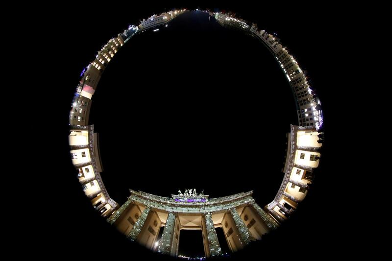 The Brandenburg Gate is illuminated during the Festival of Lights show in Berlin, Germany.  Reuters