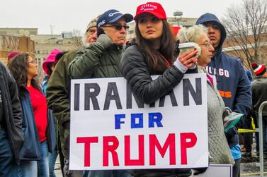 epa08128624 A woman from Iran who supports US President Donald J. Trump waits in line to enter a Trump campaign rally at Panther Arena in Milwaukee, Wisconsin, USA, 14 January 2020. Trump continues to hold rallies several times a month in key election states. EPA/TANNEN MAURY