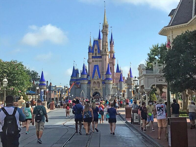 Disney annual passholders get a peek at the coronavirus-inspired changes inside the Magic Kingdom in Lake Buena Vista, Florida. AP