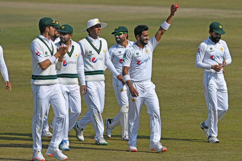 Pakistan's Hasan Ali after claiming five wickets. AFP