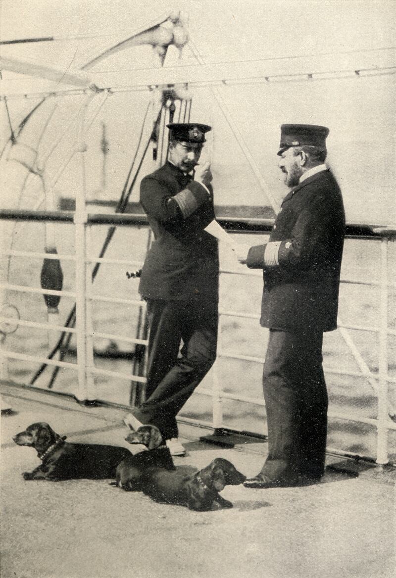 Kaiser Wilhelm II, 1859-1941. Emperor of Germany, King of Prussia 1888-1918, on board ship. Getty Images