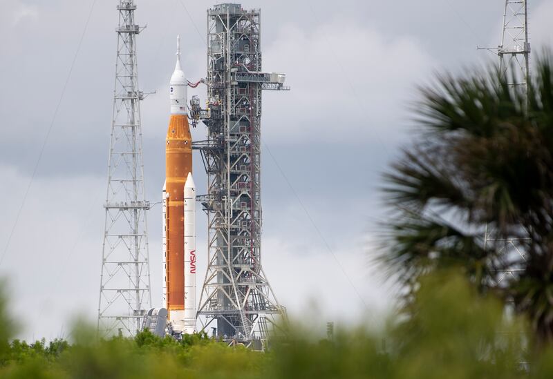 The Orion spacecraft prepares for launch at Nasa's Kennedy Space Centre in Florida. Nasa / EPA