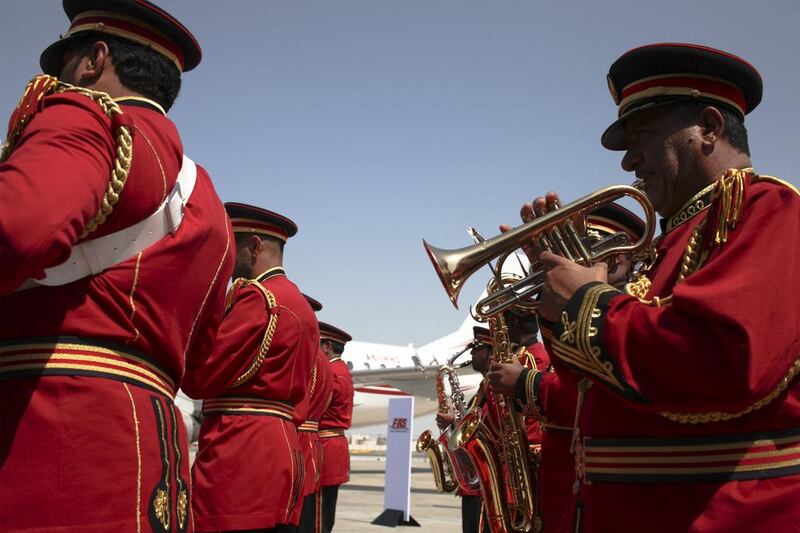 The Abu Dhabi Air Expo was not all about planes, there was also an all-Emirati marching band present. Lee Hoagland / The National