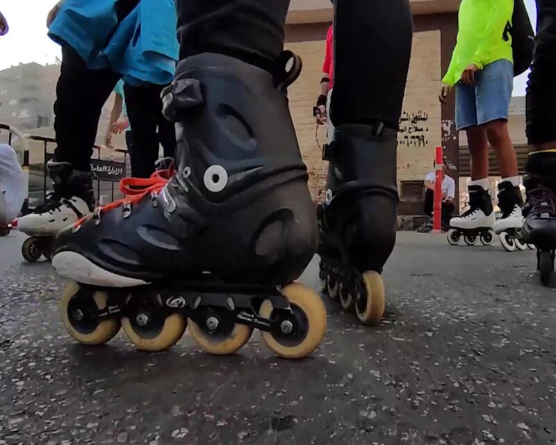 Mohamed Elsayed, co-founder of Cairo Skaters and his team.