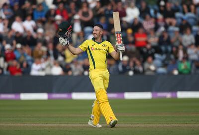 CARDIFF, WALES - JUNE 16:  Shaun Marsh of Australia celebrates his century during the 2nd Royal London ODI match between England and Australia at SWALEC Stadium on June 16, 2018 in Cardiff, Wales. (Photo by Julian Herbert/Getty Images)