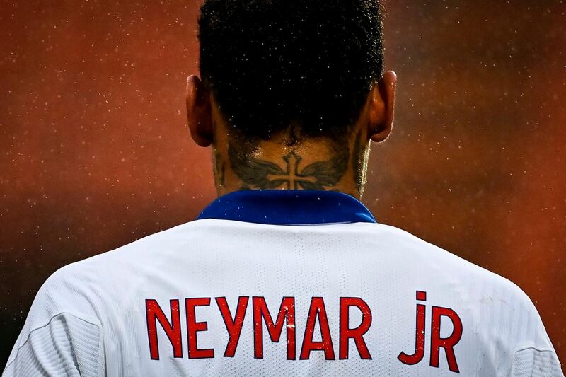 The tattoo on the neck of Paris Saint-Germain's Brazilian forward Neymar. AFP