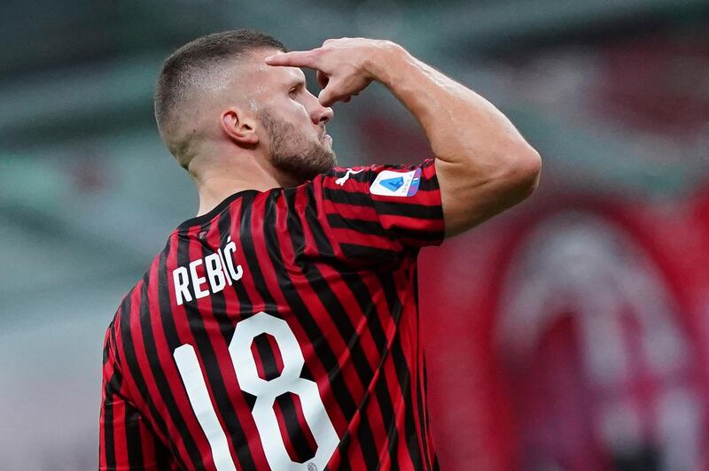 AC Milan's Ante Rebic after scoring his side's fourth goal. AP