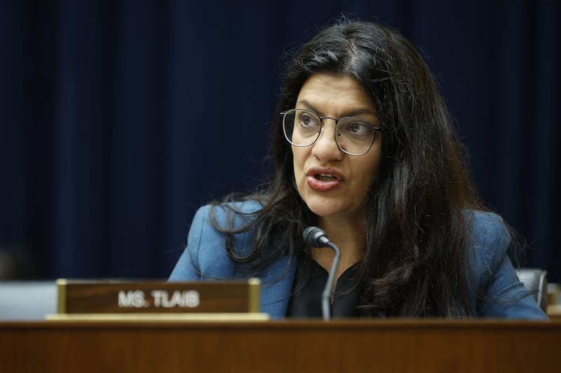 Rashida Tlaib, a congresswoman from Michigan, is banned. Getty Images / AFP
