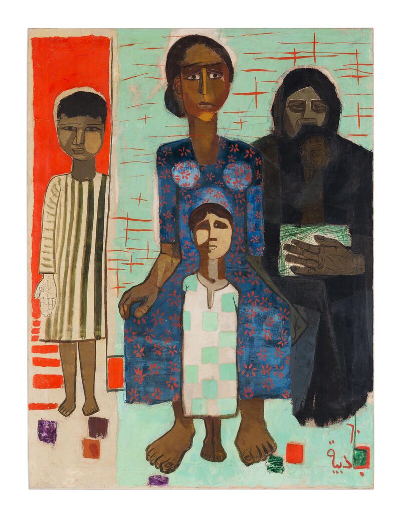 'The Six Refugees' (1960) by Egyptian artist Gazbia Sirry from the private collection of Sheikh Mohammed