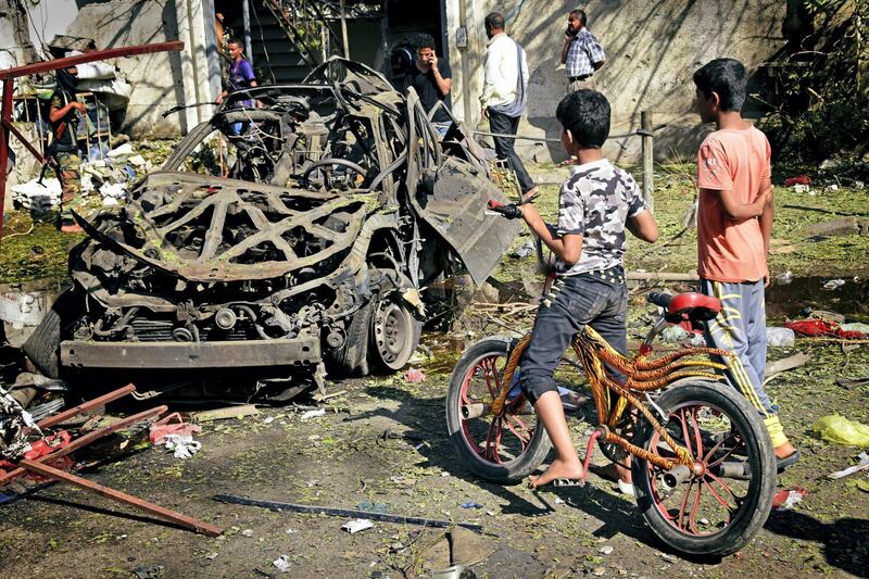 The aftermath of a blast targeting the Yemeni finance department offices in Aden on Wednesday. Courtesy: Ali Mahmood