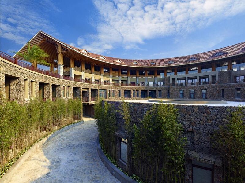 Adjoining the hotel is a 24,000-square-metre, 61-room spa housed in an impressive two-storey, circular Haika-style structure. Courtesy Mission Hills
