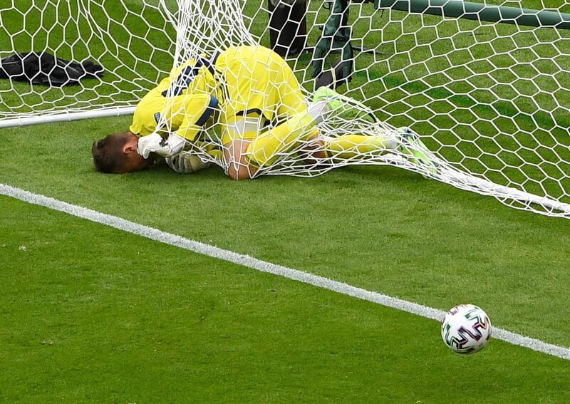 Scotland's David Marshall in the net after Czech Republic's Patrik Schick scored their second goal in a 2-0 win. Reuters