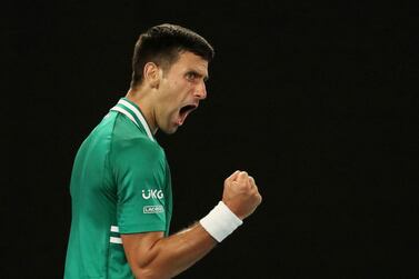 FILE PHOTO: Tennis - Australian Open - Melbourne Park, Melbourne, Australia, February 16, 2021 Serbia's Novak Djokovic celebrates winning the third set during his quarter final match against Germany's Alexander Zverev REUTERS / Asanka Brendon Ratnayake / File Photo