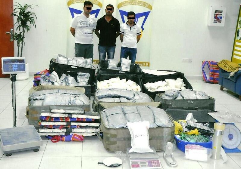 Police have apprehended three men in Dubai over more than 4.6 million amphetamine pills, with a street value of Dh115 million. Readers applaud the authorities for helping stop the scourge of drugs. Photo courtesy Dubai Police.

