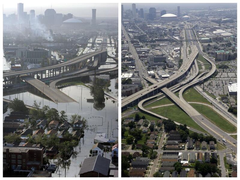 Aerial photos show the Mid City and Palmetto areas of New Orleans.