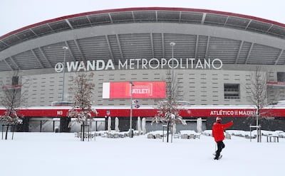 Soccer Football - La Liga Santander - Atletico Madrid v Athletic Bilbao - Wanda Metropolitano, Madrid, Spain - January 9, 2021 General view outside the stadium as the game was called of due to weather conditions REUTERS/Sergio Perez