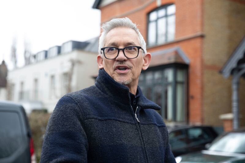 Gary Lineker outside his home in London on March 12. PA/AP