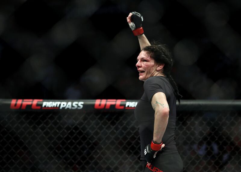Lauren Murphy after defeating Andrea Lee in the women's flyweight match at UFC 247. AFP