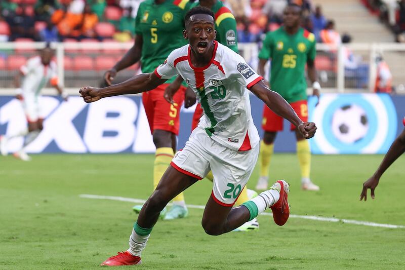 Burkina Faso midfielder Gustavo Sangare celebrates after scoring. AFP