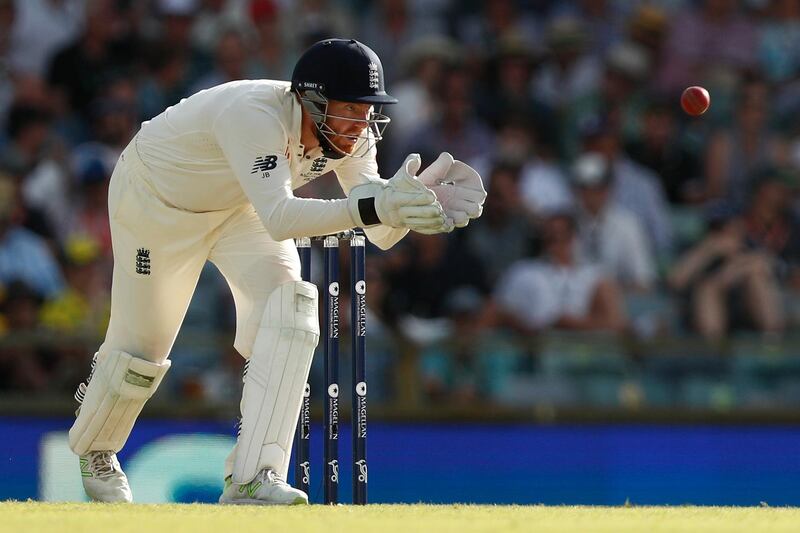 PERTH, AUSTRALIA - DECEMBER 15: Jonny Bairstow of England takes a return throw during day two of the Third Test match during the 2017/18 Ashes Series between Australia and England at WACA on December 15, 2017 in Perth, Australia.  (Photo by Paul Kane/Getty Images)