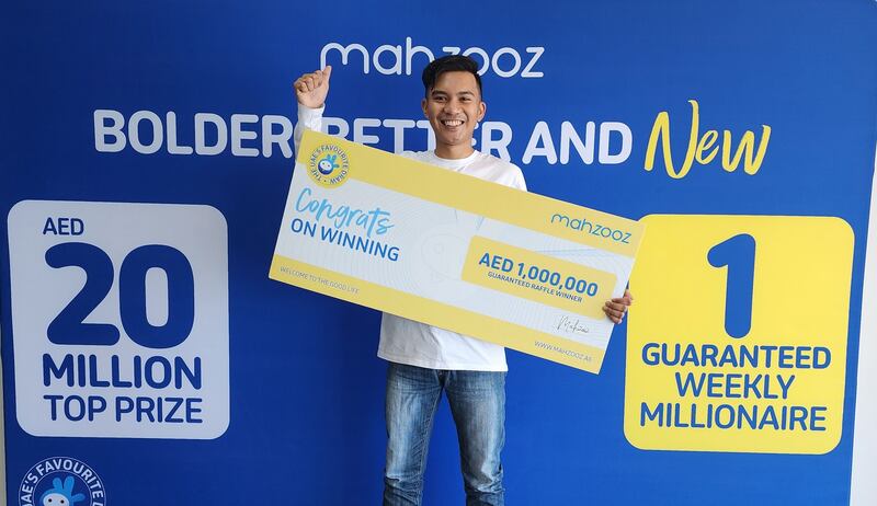John, a 26-year-old Filipino resident whose surname was not disclosed by organisers, won Dh1 million in the Mahzooz draw. Photo: Mahzooz
