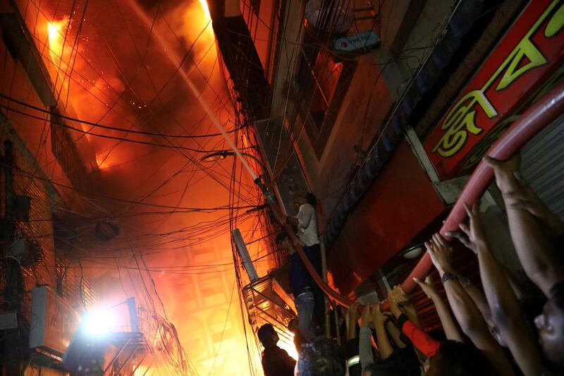 A view of a scene of a fire that broke out at a chemical warehouse in Dhaka. Reuters