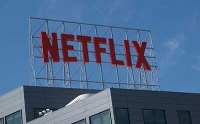 The Netflix logo on top of its office in Hollywood. AFP