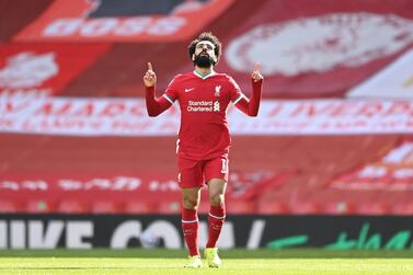 File photo dated 10-04-2021 of Liverpool's Mohamed Salah. Issue date: Saturday May 1, 2021. PA Photo. Mohamed Salah says Liverpool have not yet discussed the possibility of a new contract with him. See PA story SOCCER Liverpool Salah. Photo credit should read Laurence Griffiths/PA Wire.