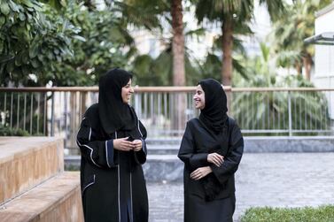 Aliyah Al Abbar (L) and Hend Al Marri, co-founders of Dubai start-up Blah. Founded in early 2018, Blah was started with a modest investment of Dh20,000. Reem Mohammed/The National