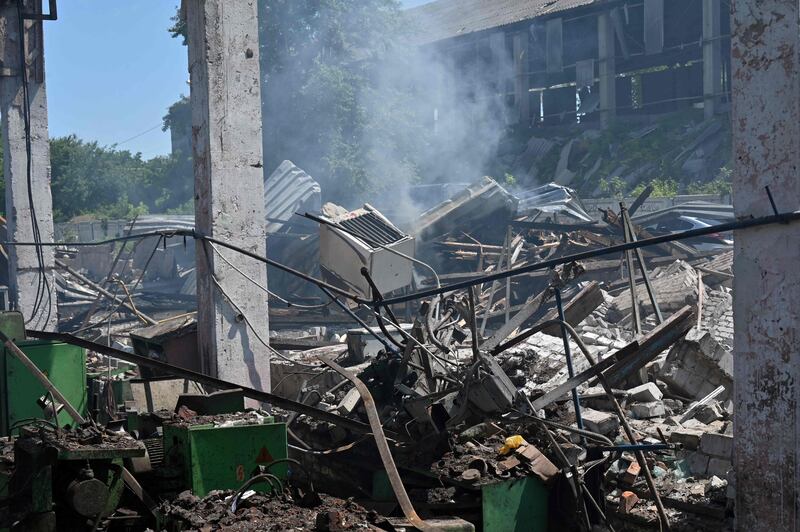 Damage to a plant after a Russian missile attack in Kharkiv. AFP