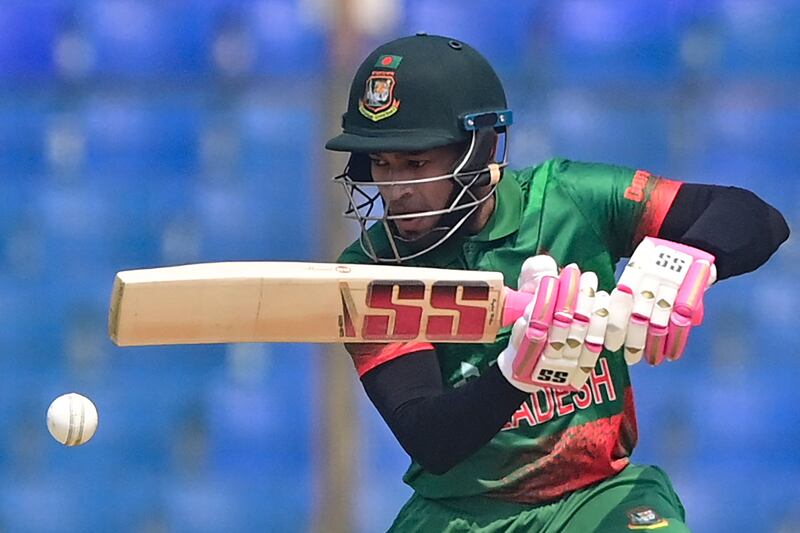 Bangladesh's Mushfiqur Rahim top scored for his side against Ireland at Chelmsford with 61 in their total of 246-9 before the match was later abandoned due to rain. AFP