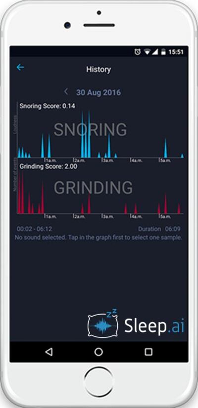 The app monitors your snoring and teeth-clenching