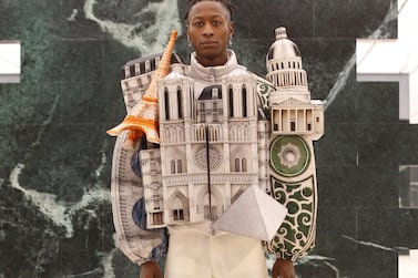 As an American man working for a French company, Virgil Abloh creates a jacket using famous Parisian landmarks. Courtesy Louis Vuitton