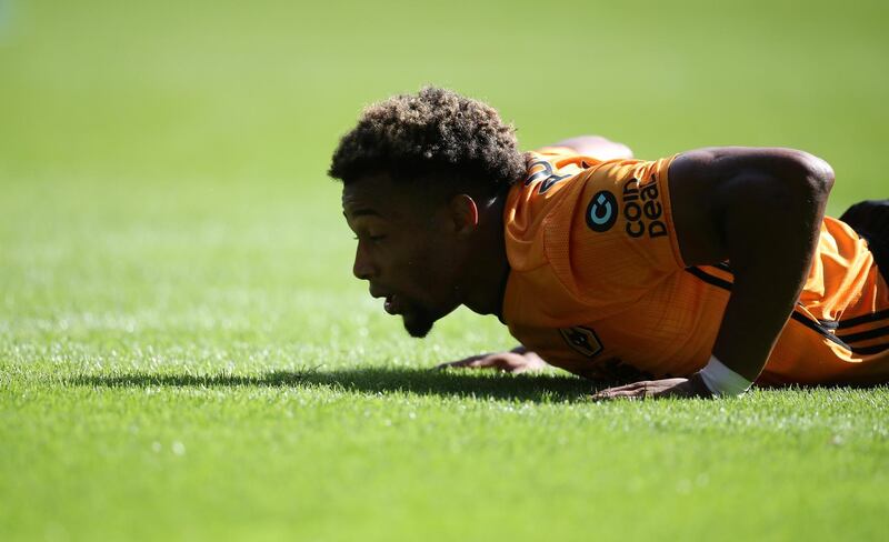 Wolverhampton Wanderers' Adama Traore picks himself up. Reuters