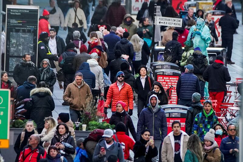 Times Square in Manhattan. About nine million people live in New York's five boroughs. Reuters