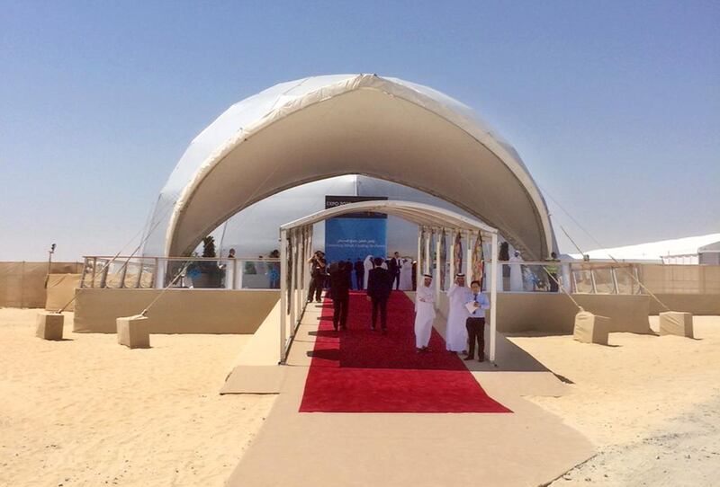 A temporary structure for today’s event at the Expo 2020 site in Dubai. Mustafa Alrawi / The National