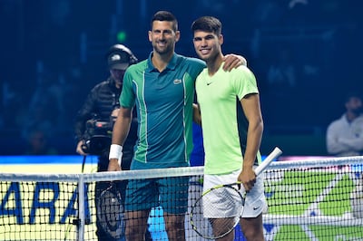 Novak Djokovic and Carlos Alcaraz Riyadh took part in the Riyadh Season Tennis Cup in December. AFP