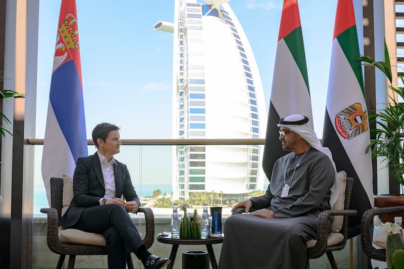 Sheikh Mohamed meets Ana Brnabic, Prime Minister of Serbia